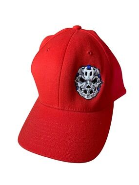 Lids Flexfit Red Hockey Goal Mask Skull Hat Cap L/XL